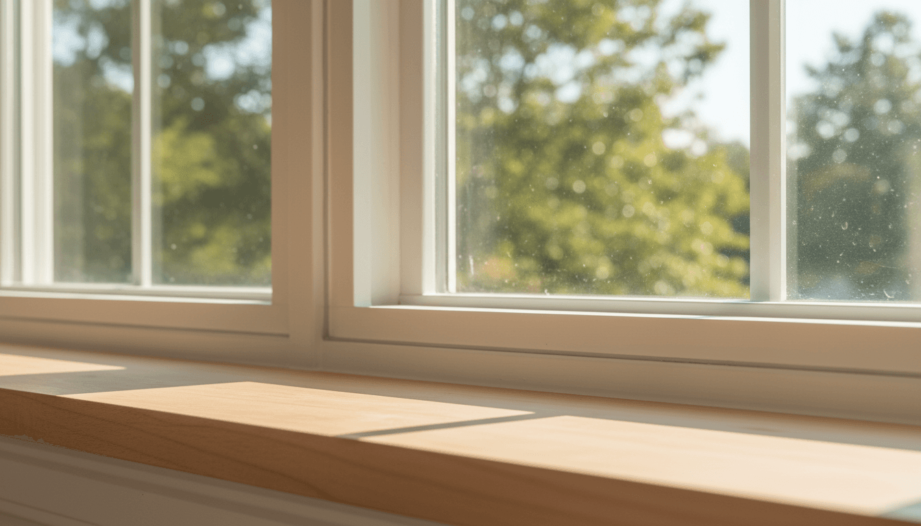 Close-up of a new custom replacement window with sunlight coming through into a room in a Charlotte home